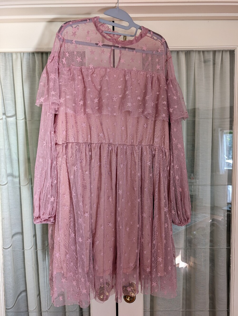 SHEIN Mauve Mesh Star Ruffle Dress